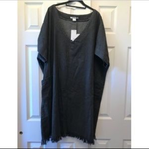 Glamorous Curve Dress Grey Denim Fringe Hem